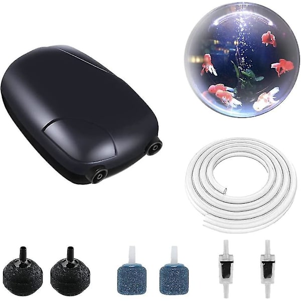 Akvarieluftpumpe, Ultra Stille Akvarieluftpumpe, Akvarium Oxygenpumpe, Akvarium Oxygenpumpe Med Luftslange, Med Luftslange, Luftsten Og Kontrolventil, Til