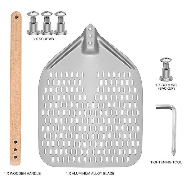 Perforerad Pizzapelle, Professionell Anodiserad Aluminium Pizzapelle, Rektangulär Pizzavändare