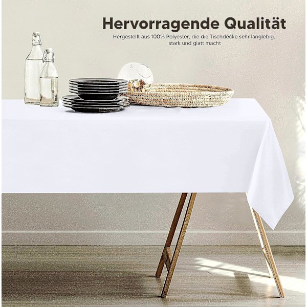 Kjøkken Polyester Duk 150x210cm Duk Maskinvaskbar Ideell For Fester, Arrangementer, Bryllup Og Restauranter (2-pakning, Hvit)