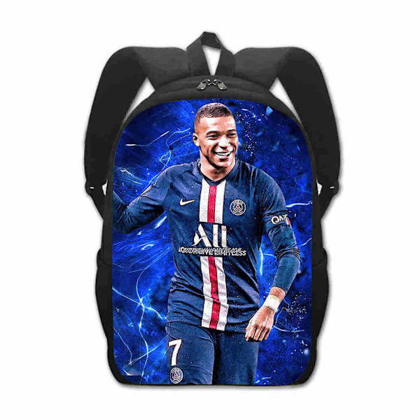 fodboldstjerne Skole taske Grundskole elev Rygsæk Kylian Mbappé 40cm A 40cm