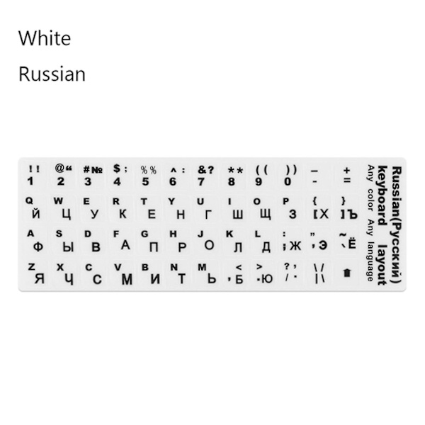 Russisk engelsk tastatur klistermærke Kepcap bogstaver med sorte hvide tegn