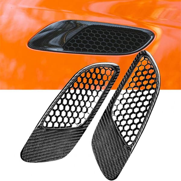 2 stk. Motorpanser Ventilasjonsåpninger Luftinntak Panser Ventilasjonsdeksel For- E90 E91 E92 E93 M3, Karbonfibermønster