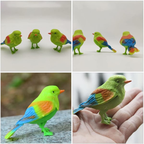 14 stk. Kvidrende Fugl Mini Fugl Figur Fugl Sang Legetøj Påske Træ Ornament Legetøj Bevægelsessensor