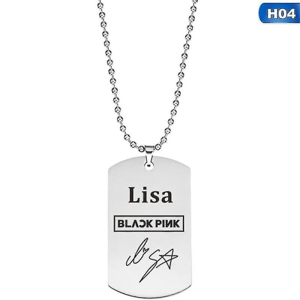 2022 Nyaste mode Kpop Girl Group svartrosa logotyp hänge halsband rostfritt stål smycken unisex
