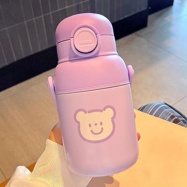 Isolert vannflaske tegneserie termosflaskekopp reisekrus for jenter gutter (farge: lilla)