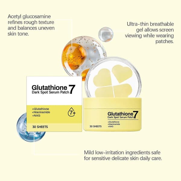 Glutation Dark Spot Serum Patch for Ansikt, Ujevn Hudtone og Glødforsterker, 30 Ark 3pcs