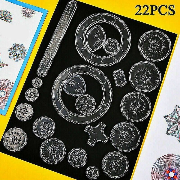 22x Spirograph Geometriska Linjal Verktyg Stationery Drafting Spiralritningsleksak