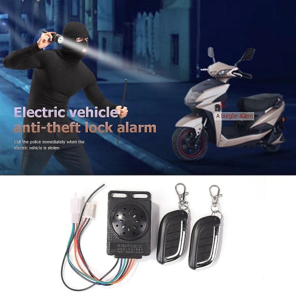 36v-72v Universal Elektrisk skoter Larm Säkerhetssystem Vattentät Dammtät E-cykel Moped 110db Smart Stöldskydd