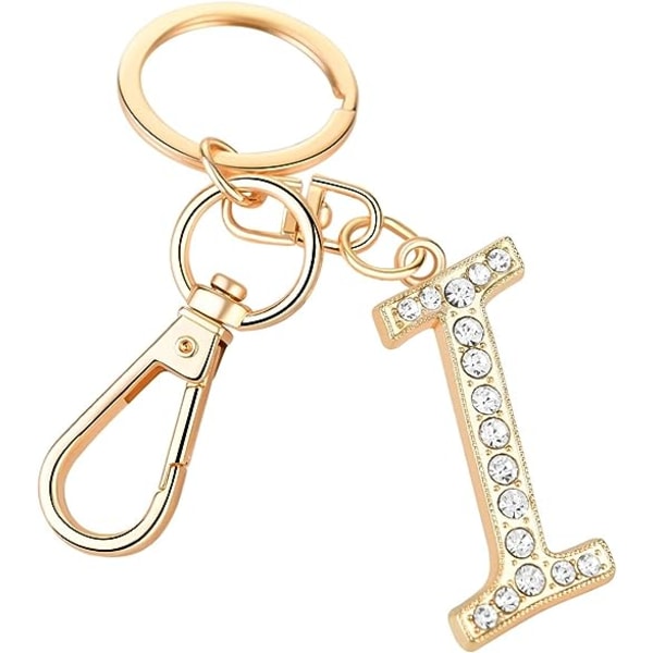 Keychain for Women Purse Charms for Handbags Crystal Alphabet Initial Letter Pendant with Key Ring