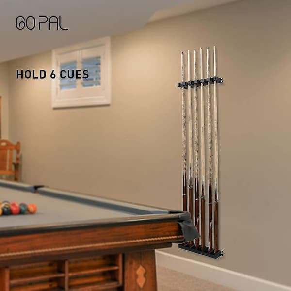 6 Pool Cue Rack, Billiard Stick Holder Väggmontering, Poolbord Spö Klipp