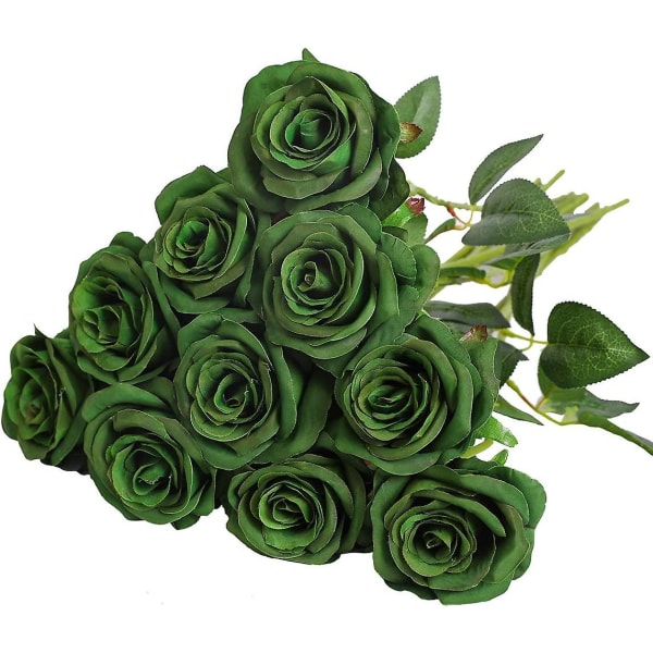 Kunstig Silke Rose Blomsterbuket Naturtro falsk Rose Til Bryllup Hjem Party Dekoration Event Gave