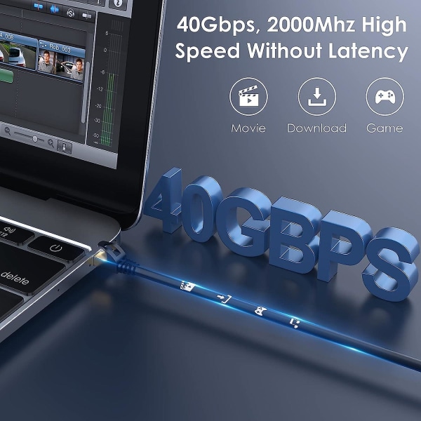 Cat 8 Ethernet-kabel 10m, 40gbps/2000mhz Hög Hastighet Rund Rj45 Lan Nätverkskabel, Sftp Skärmad Internetkabel, Internet Patch Cor
