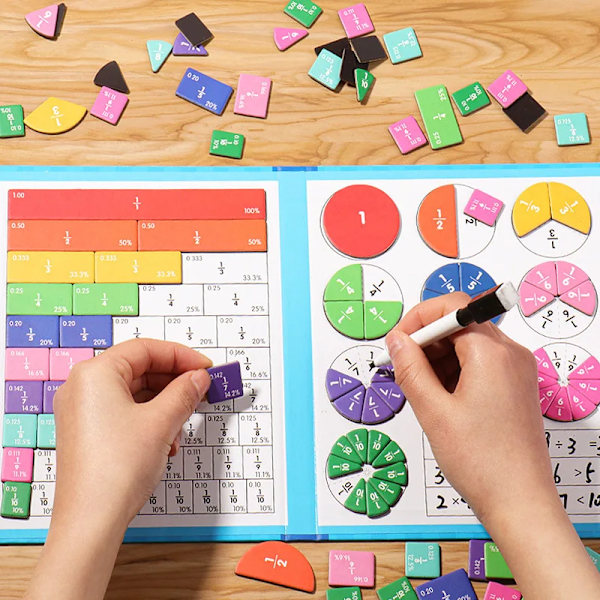 Magnetisk Brøk Læringslegetøj Matematik Montessori Aritmetik Læringshjælpemidler Træbog Uddannelseslegetøj Til Børn