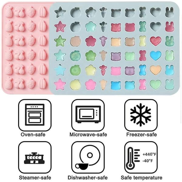 Silikonform - Silikon Gummy Candy Former og Isbitbrett, Sett med 2 Silikon