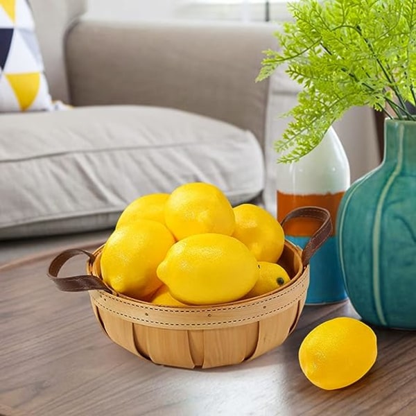 Kunstige citroner, 3,7" x 2,5" Big Size Vivid Faux Lemon Plast Falske Gule Citroner til dekoration Falske Frugtskål, Hjemmekøkkenbordskab Fest D