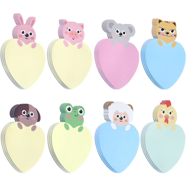 Söta Djur Sticky Notes, 8-pack Cartoon Sticky Notes Djurformade Markeringar Flaggor Självhäftande Memoblock Studenter Hem Kontor Rumskamrat