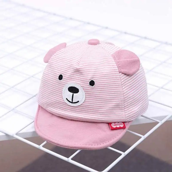 Justerbar sommar baby kepsar mjuk bomull tecknad björn tryck pojkar flickor utomhus casual baseball keps solhatt 3