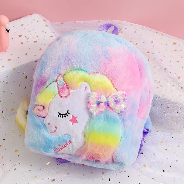 Kawaii skolryggsäck flickor ryggsäck regnbåge bok väska söt skolväska laptop resväska (lila)
