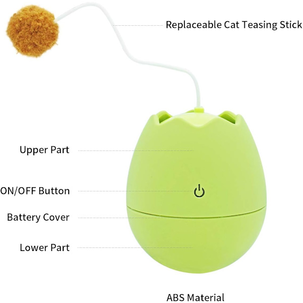 Interaktiv Tumlekattelegetøj, Automatisk Elektronisk Kattelegetøj Tumlekatte-Drillerpinde-Legetøj, 360 Graders Selvrotation Bold, Katte Kæledyr Killing Jagerlegetøj