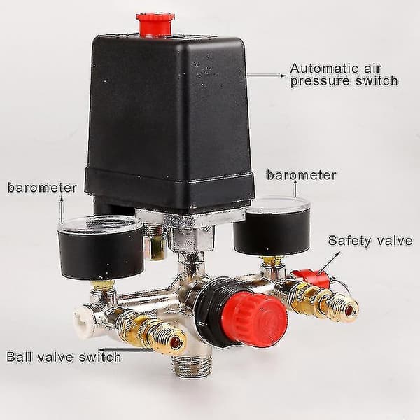 90-120psi Luftkompressor Manifold Regulator Måler Tryk Holdbar Afbryder Kontrol