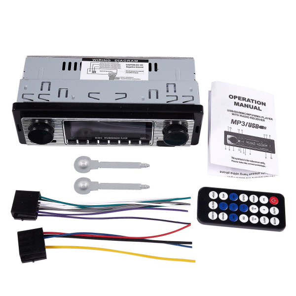 Bluetooth Vintage Bilradio Mp3-spelare Stereo Usb Aux Klassisk Bilstereo Ljud