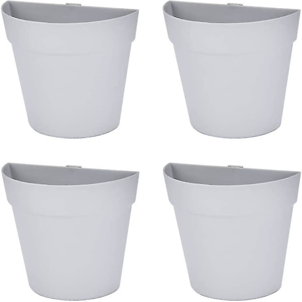 4 st Väggmonterade Växtblomkrukor Klistermärke Hängande Vas Bonsai Planter Dekoration, Halvrund
