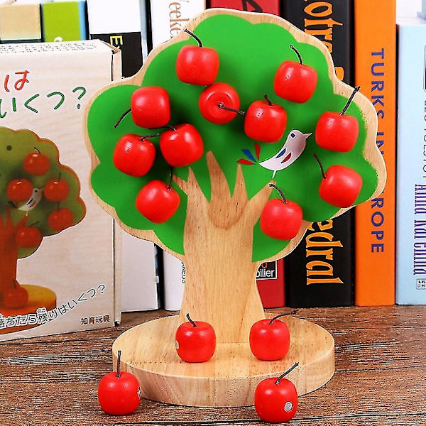 Magnetiskt träpussel för barn - Nytt interaktivt barnspel Äppelträd Pedagogisk leksak Matematik