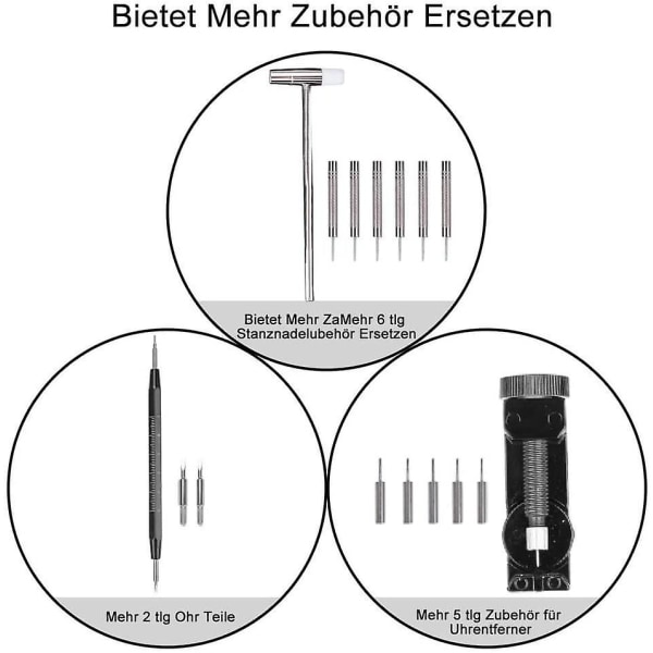 153 deler Profesjonelt urverktøy Justerbar størrelse Kasseåpner Skrutrekker Rem Batteribytte Verktøysett for de fleste klokker