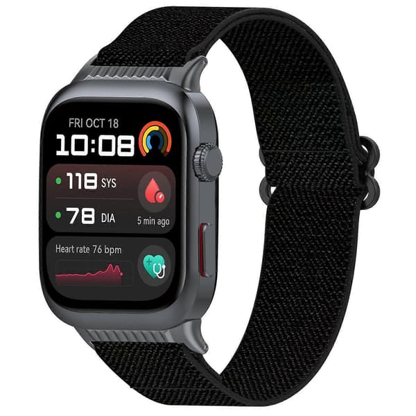 För Huawei Watch D2 Klockarmband Nylon Flätat Elastiskt Skjutlås Spänne Andningsbart Armband Black