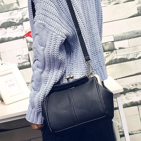 Retro Hollow Handväska för Kvinnor Läder Axelväska Kväll Kuvertväska Kyss Lås Stängning Crossbody Väska Handväska
