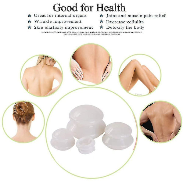 Silikonekop til cupping, Anti-cellulite kop, Silikonekop sæt Cupping glas Vakuumkop Krop/ansigt Anti-cellulite Vakuumterapi