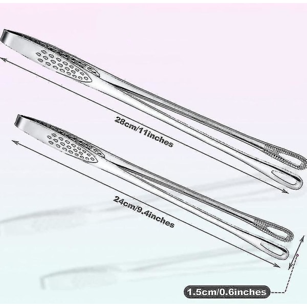 9.4 In Stainless Steel Grill Kitchen Food Tongs For Salad, Steak, Barbecue, Buffet