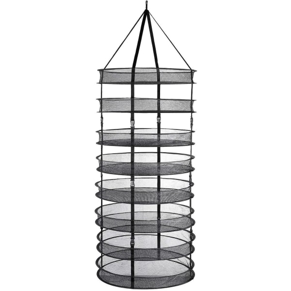 Hopfällbart Hängande Torknät 8 Lager Mesh Stor Torkställ Tält Växttorkning Diameter 60cm