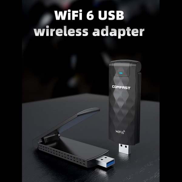 Trådlös USB Wifi 6-adapter för PC 802.11ax 1800mbps Dubbla 2.4/5.8ghz antenner