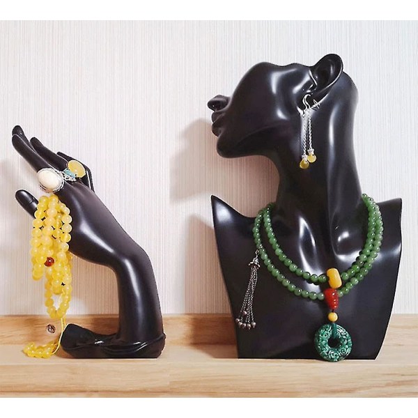 Resin Håndbevægelses Ring Armbånds Display Holder (sort)