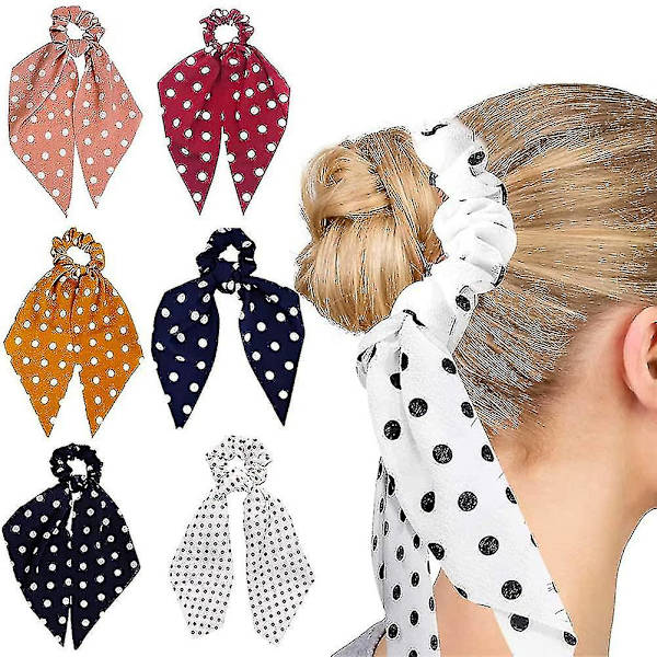 6 kpl Huivi Hiusnauhoja, satiini Jousi Hius Huivi Scrunchies Elastinen Hiukset