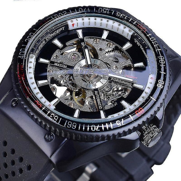 Forsining Gmt963 Mode Män Watch Silikonband Automatisk Casual Mekanisk Wa