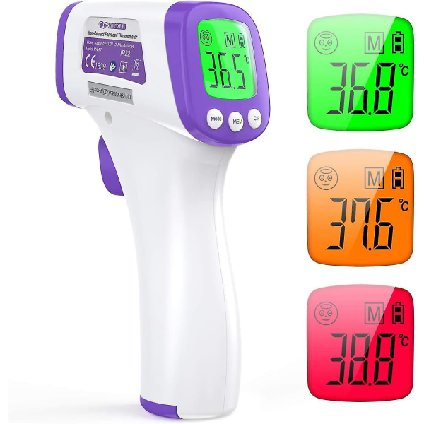 Pannetermometer Infrarødt termometer for voksne, berøringsfritt termometer, LCD-skjerm, minnefunksjon, infrarødt termometer for C