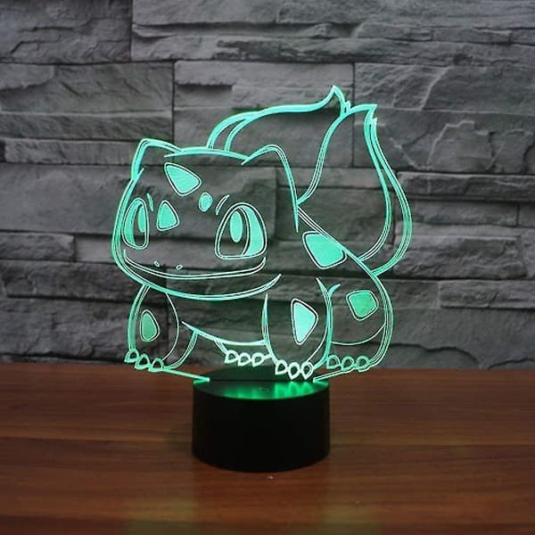 Abstrakt 3D Bulbasaur optisk illusion natlys 7 farveændring touch switch USB-drevet LED AC