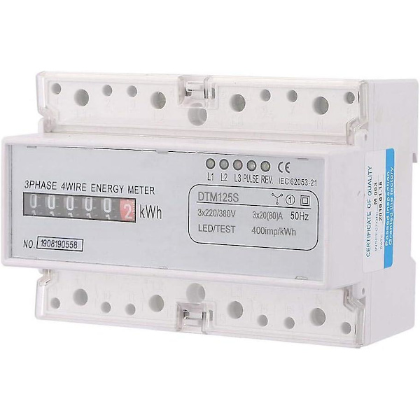 Digital Tre-Faset El-Måler, 20-80A Strømforbrug, 220/380V kWh Måler