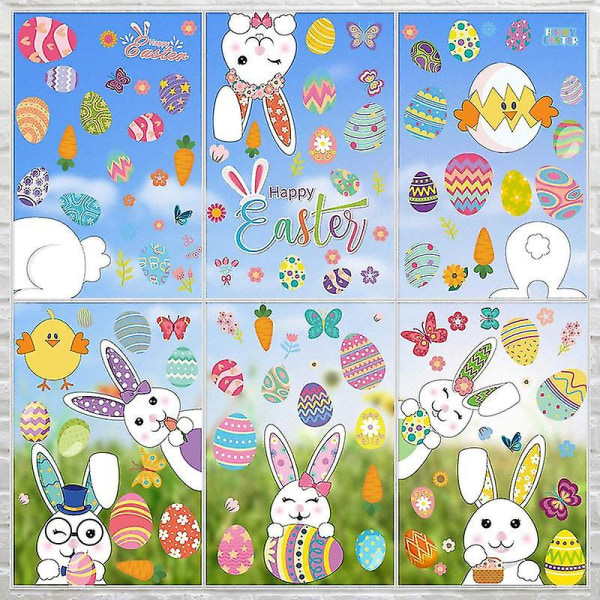 Easter Bunny Window Decal Decoration - Egg Hunt Decal Home Party Decoration
