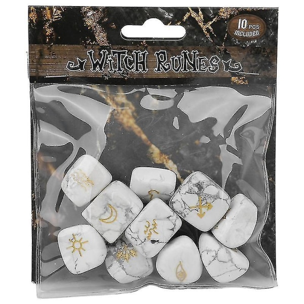 Rune Stone Naturlig Polert Stein Rune Brev Ord Energi Symbol Krystall Stein-hvit Furu Wicca Sui-