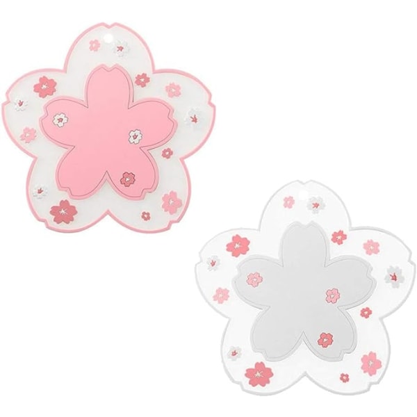 Sakura kaffekøler kawaii køler 2 stk søde kirsebærblomst PVC hjem tekop lyserød blomstermønster holdbar skridsikker potte skål måtte bordplade