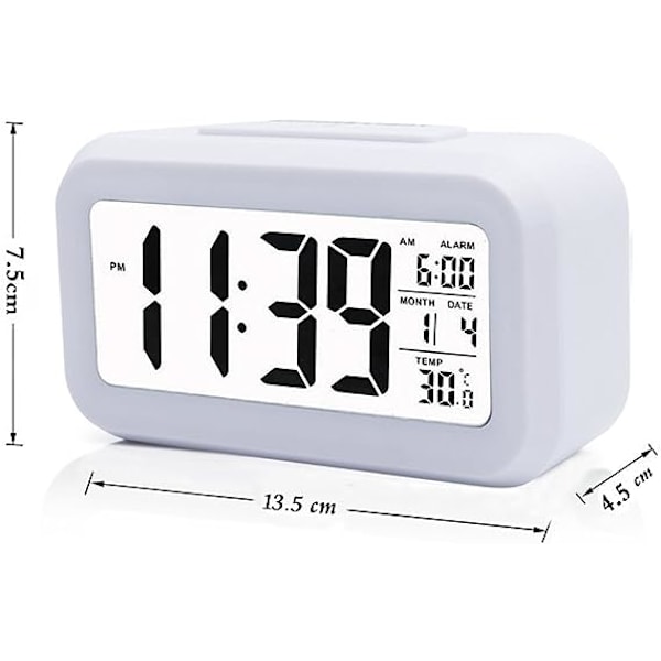 Dekorativ Digital Klocka, Multifunktionell LCD Elektronisk Klocka med Stor Skärm Batteridriven, Bakgrundsbelysning Sensor Touch LED Väckarklocka med Tid Temperatur