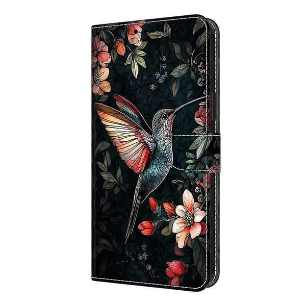 För iPhone 16e Läderfodral Mönstertryck Plånboksställ Flip Telefonfodral Green Magpie