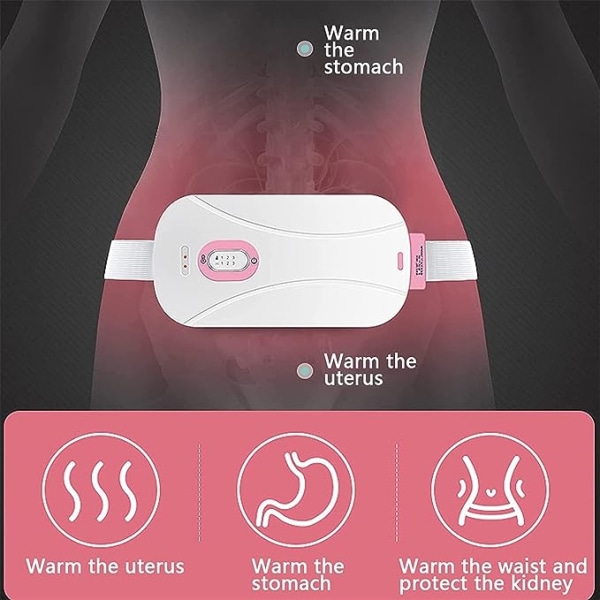 Uppvärmd bälte i midjan, elektriskt uppvärmd midjebälte med 3 nivåer av värme- och vibrationsmassage, induktiv laddning, lindra midjetrötthet, smärta och discom