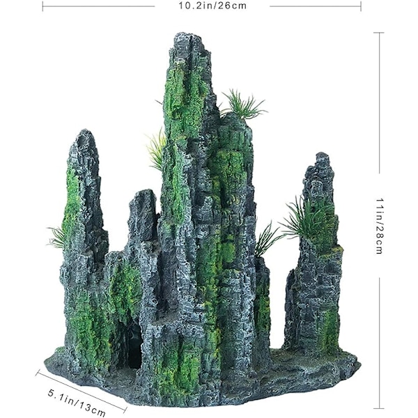 Akvarium Fjellutsikt Stein Ornament Tre Stein Hule Landskap, Stor Akvarium Ornament Stein Kunstig Fiskedam Dekorasjon