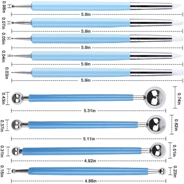Keramiikkatyökalut, 9 osainen keramiikka-setti, veistotyökalut, mallinnustyökalut, savi-tarvikkeet savi-keramiikkaan, DIY-taiteeseen, sisältää silikonikynät, pallotyökalut