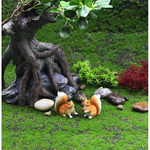4 stk. Mini Egern Figurer Miniature Resin Dyr Figur Micro Landskab Have Egern Statuer