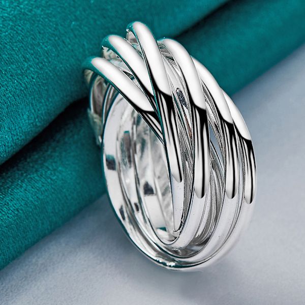 925 Sterling Sølv Fem Ringe Ring Mode Charm Smykker 7-10 7